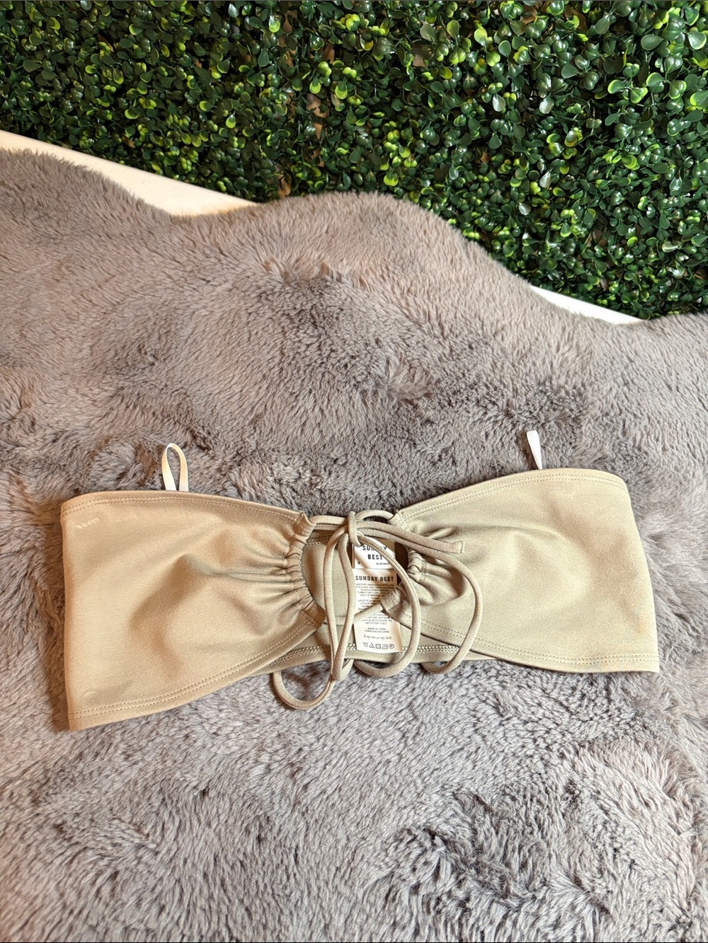 Sunday Best Neutral Lace-Up Bandeau Size Small